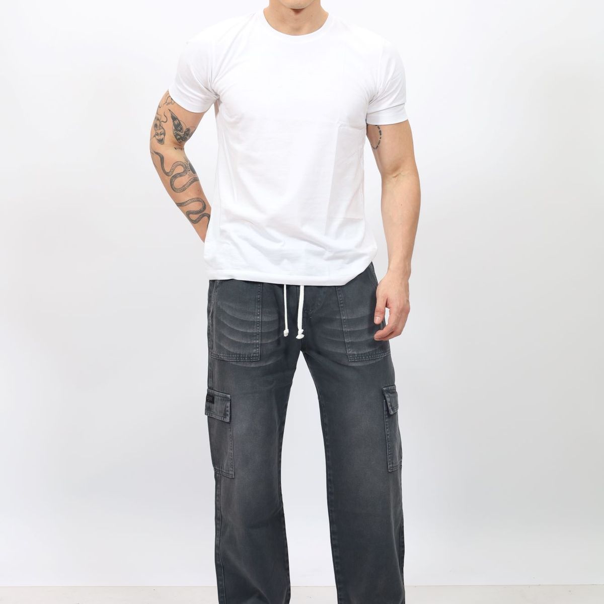 QH - Pantalón Cargo Clásico Hombre  Denim