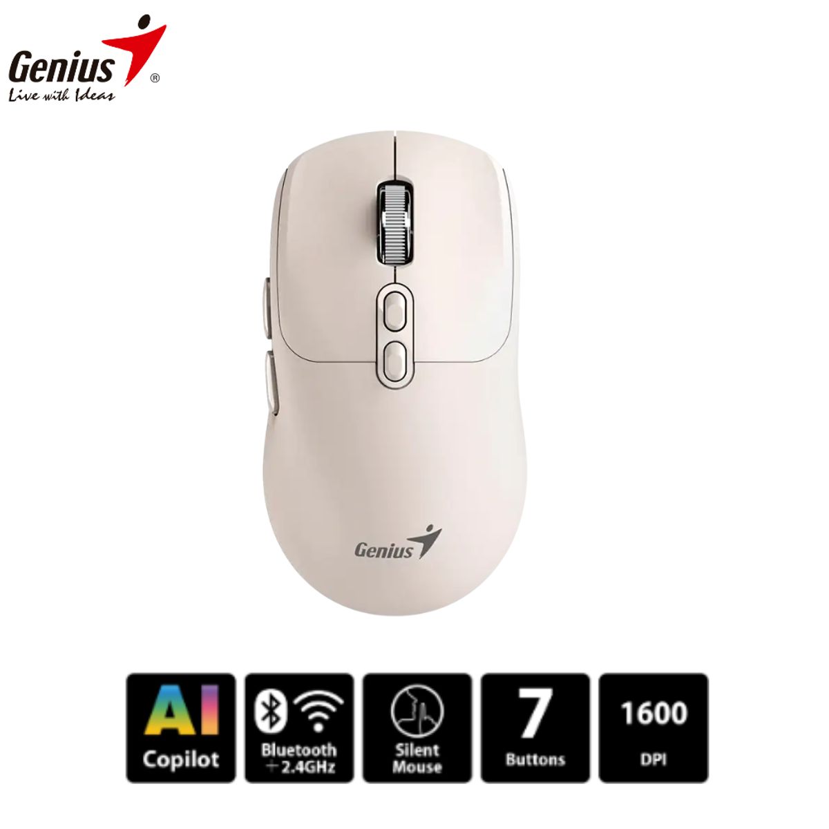 GENIUS - Mouse Genius NX-8080S Dual WirelessBluetooth Silent Milk Tea