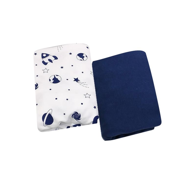 SESAMO - Sabanas Bajera para Colecho Bebé 100% Algodón Cohetes Azul