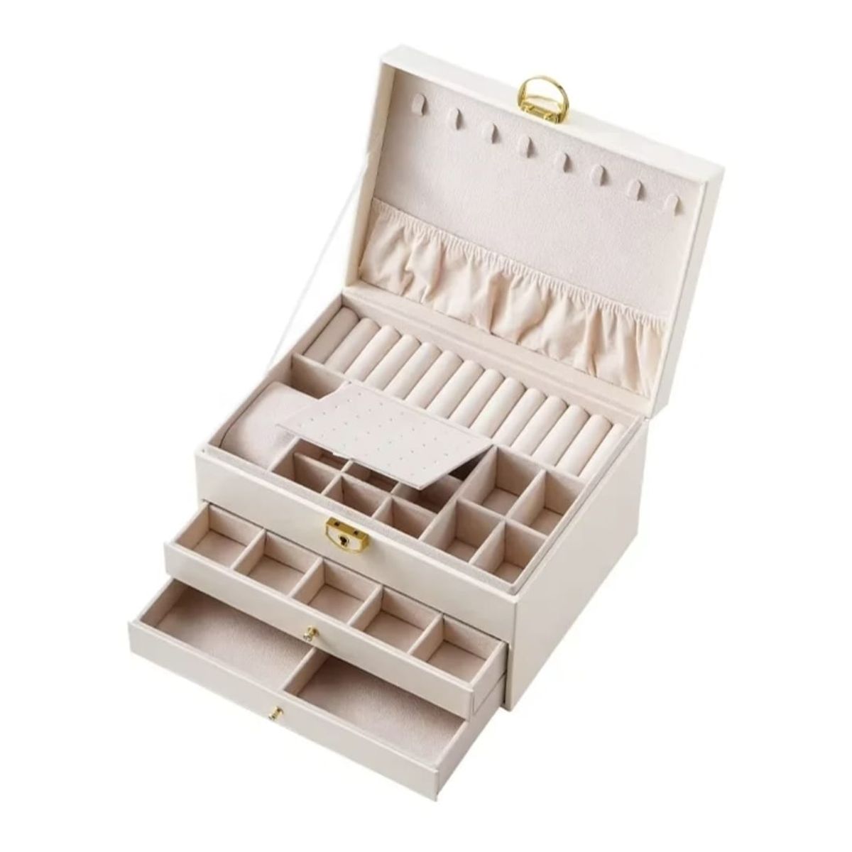 GENERICO - Joyero Caja Organizadora Portátil de Joyas 3 Niveles