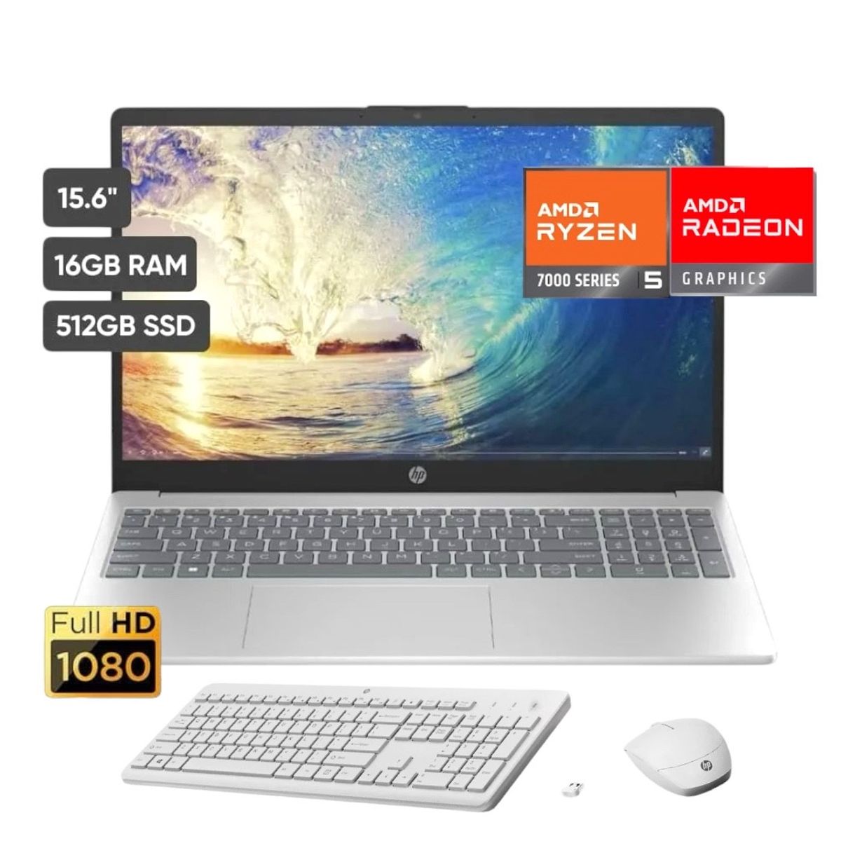 HP - Laptop HP 15-fc0007la Ryzen 5 7520U 16GB 512GB 15.6FHD Windows 11 + Mouse y Teclado