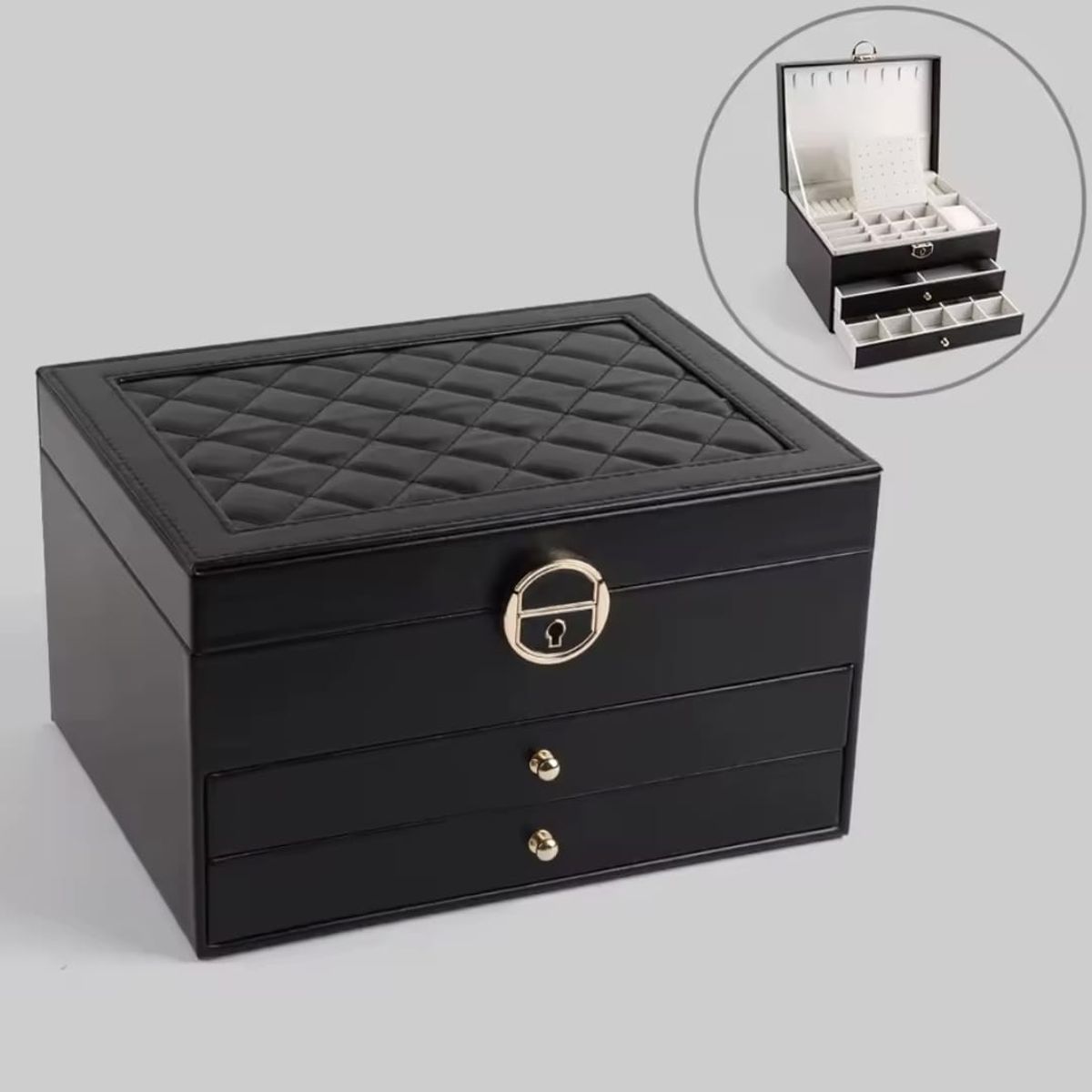 GENERICO - Joyero Caja Organizadora Portátil de Joyas 3 Niveles