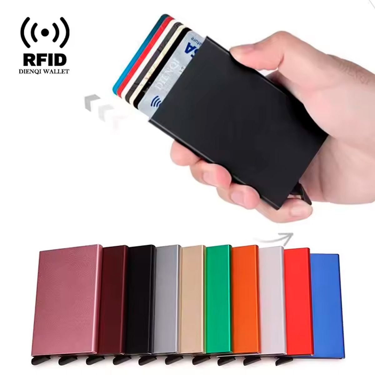 GENERICO - Tarjetero Metálico con Rfid para Hombres o Mujeres