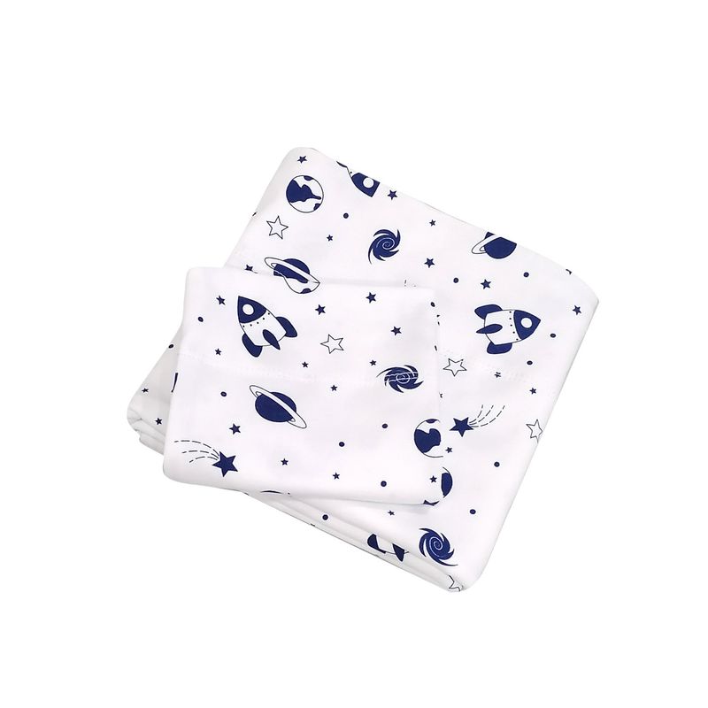 SESAMO - Sabanas para Colecho Bebe 100% Algodón Cohetes Azules