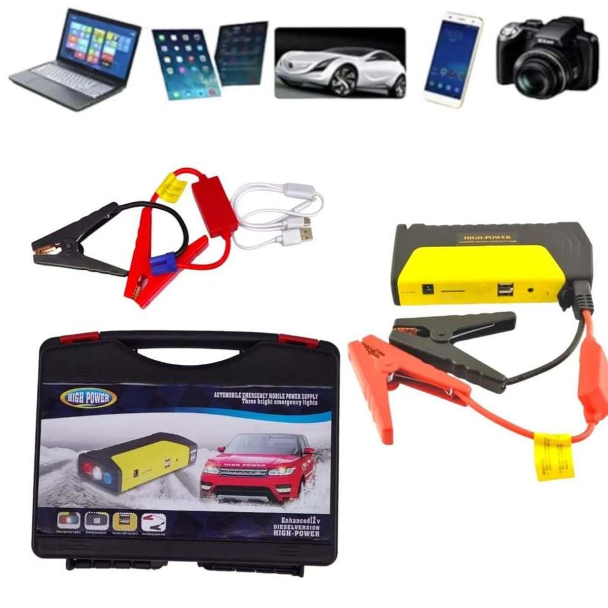 PREMIUM - Kit Arrancador Bateria Auto Carro Recargable Power Bank 12v -12174