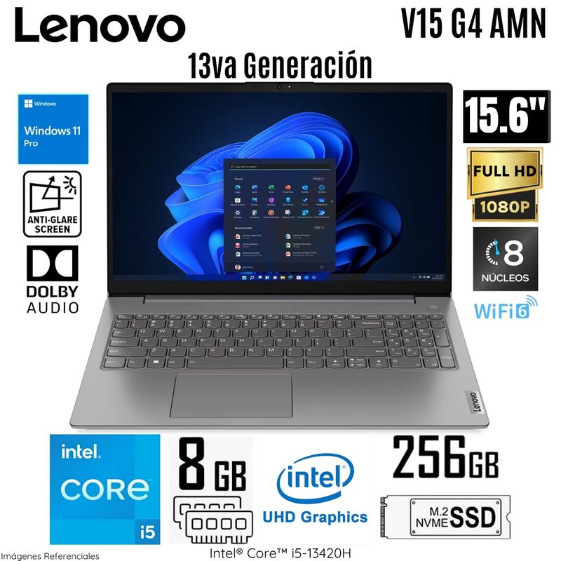 LENOVO - Laptop Lenovo V15 G4 IRU Intel Core i5-13420H 8GB RAM 256GB SSD 15.6"  FHD - 83A100GKLM