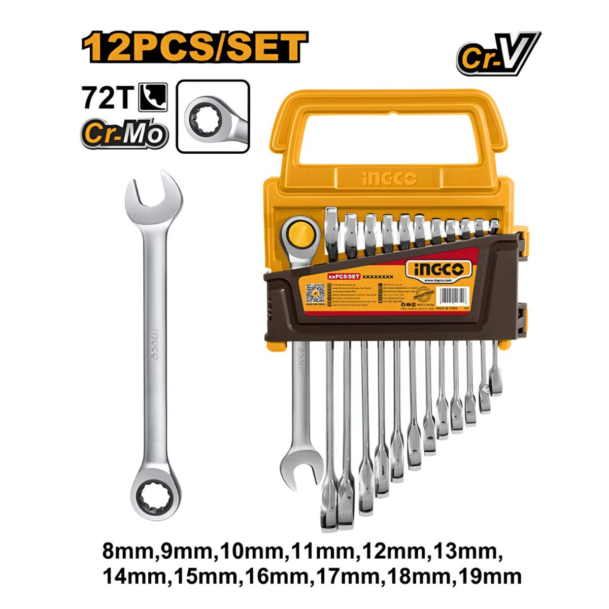 INGCO TOOLS - SET 12 PIEZAS LLAVE MIXTA INGCO 8-19MM HKSPAR1122