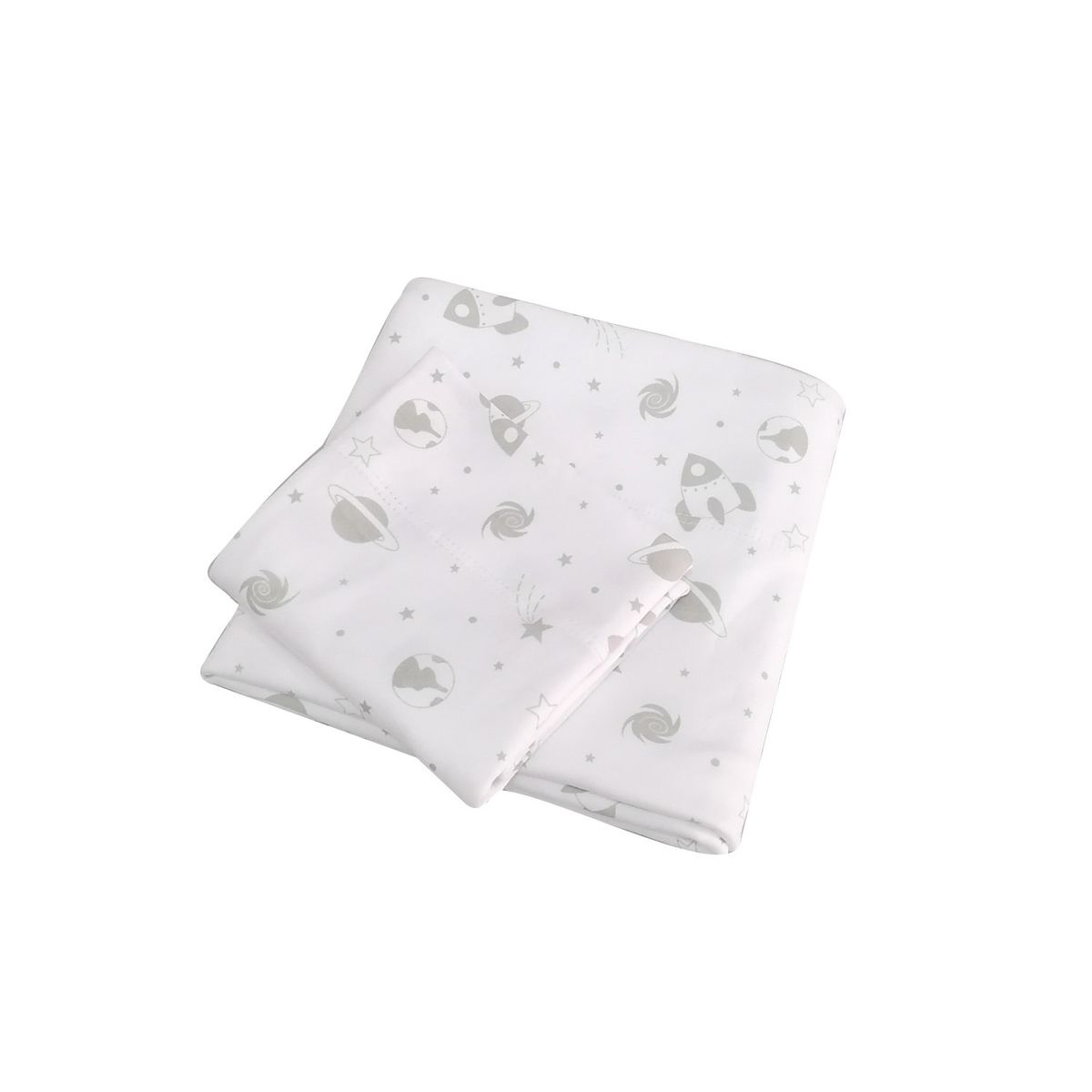 SESAMO - Sabanas para Colecho Bebe 100% Algodón Cohetes Gris