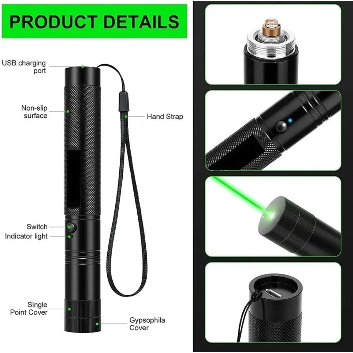 OEM - Puntero Láser 303 1000mW con Llave de Seguridad y Cabezal