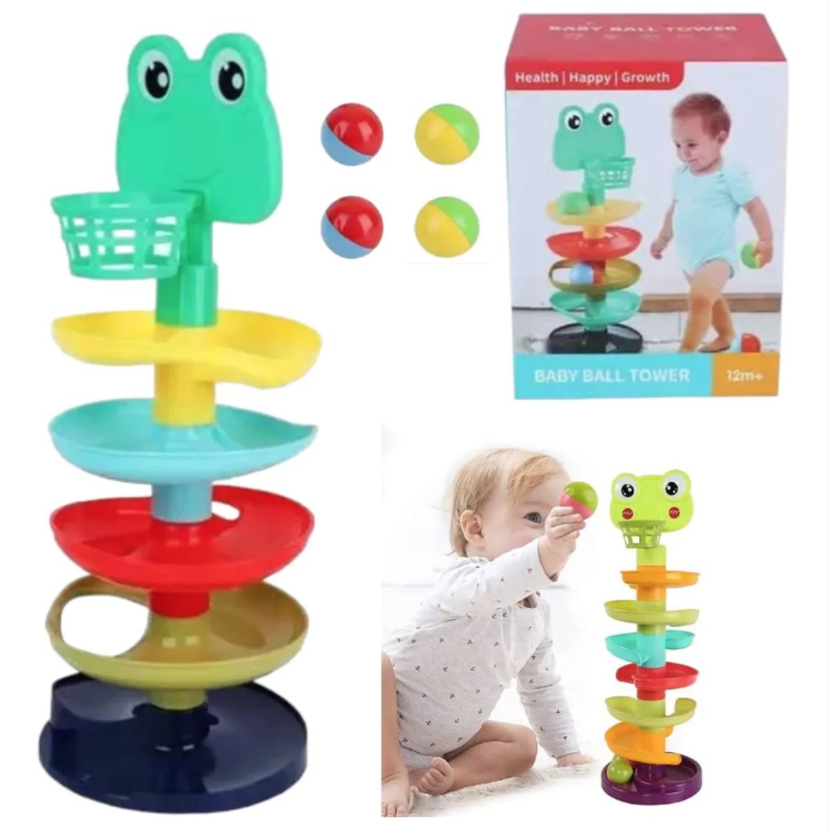 GENERICO - Torre De Bolas Para Bebe Didactico Sapito