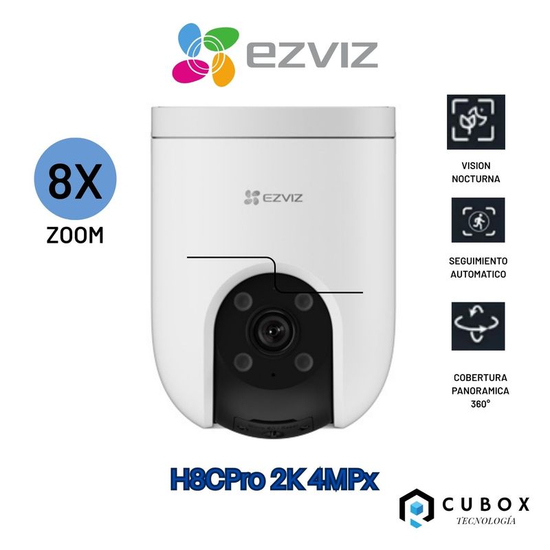 EZVIZ - Cámara WiFi EZVIZ H8c Pro 2K 4MP Full Color con IA