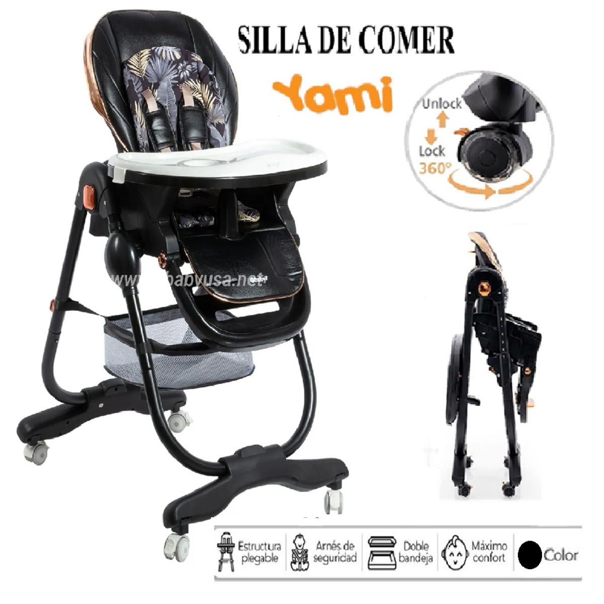 EBABY - SILLA DE COMER YAMI EBABY PLEGABLE CON CANASTILLA