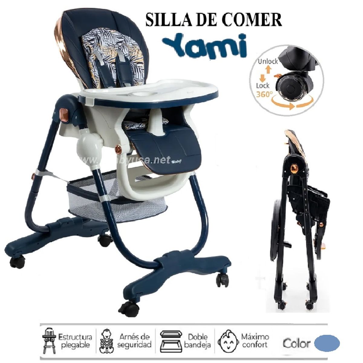 EBABY - SILLA DE COMER YAMI EBABY PLEGABLE CON CANASTILLA