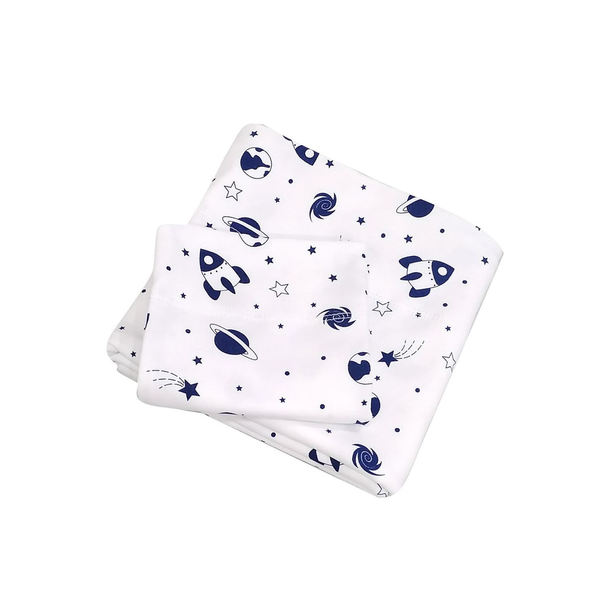 SESAMO - Sabanas para Pack and Play 100% Algodón Cohetes Azules