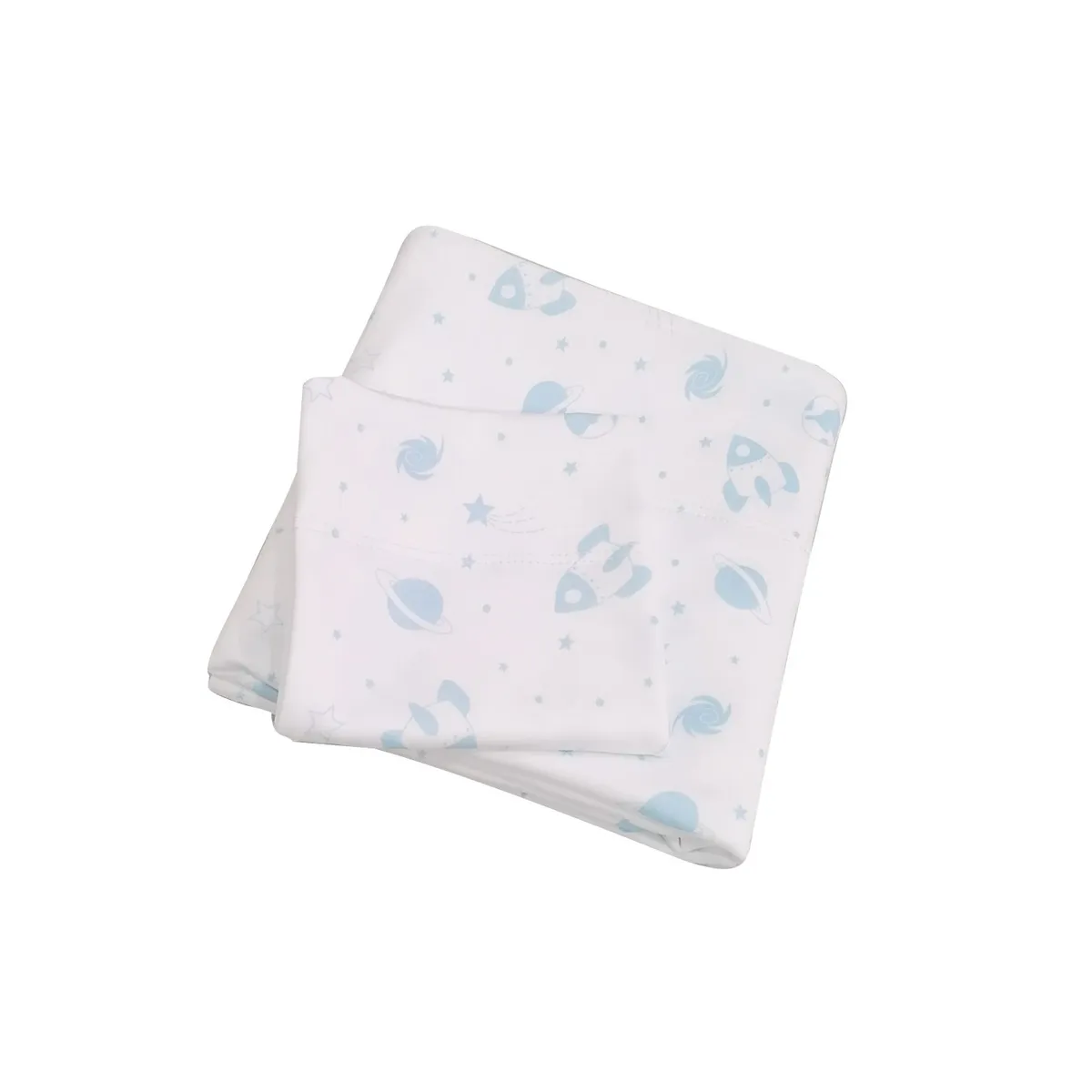 SESAMO - Sabanas para Pack and Play 100% Algodón Cohetes Celestes