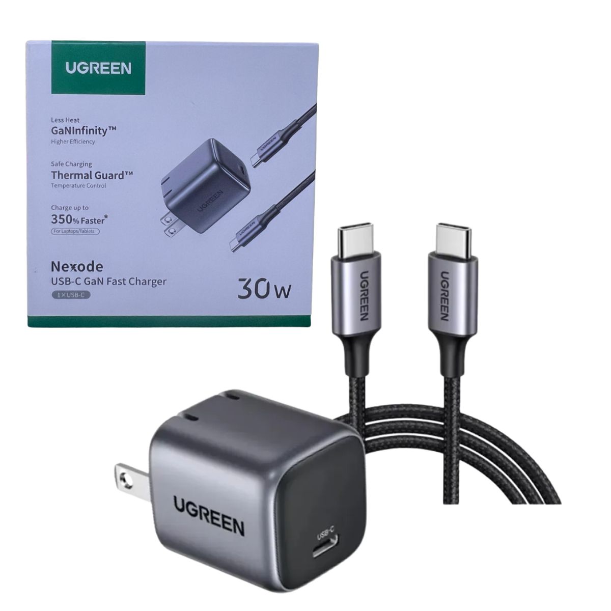 UGREEN - CARGADOR UGREEN NEXODE TYPE C 30W - CD319 PRO CABLE