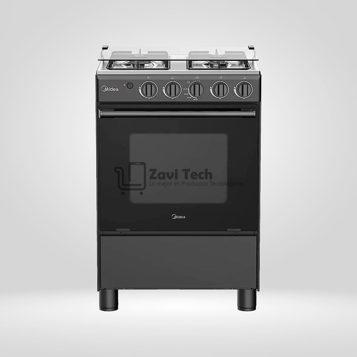 MIDEA - Cocina a Gas 24" Midea 4 Quemadores Negra MGS24FS2LFABBC