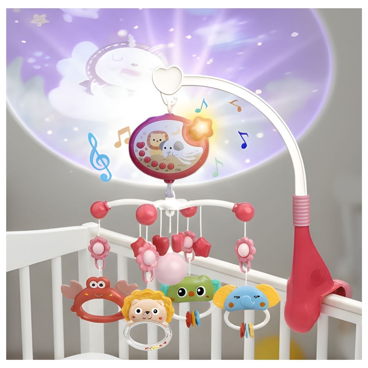 GENERICO - Móvil Musical Proyector de Estrellas con Control Integrado para Bebé Rosado