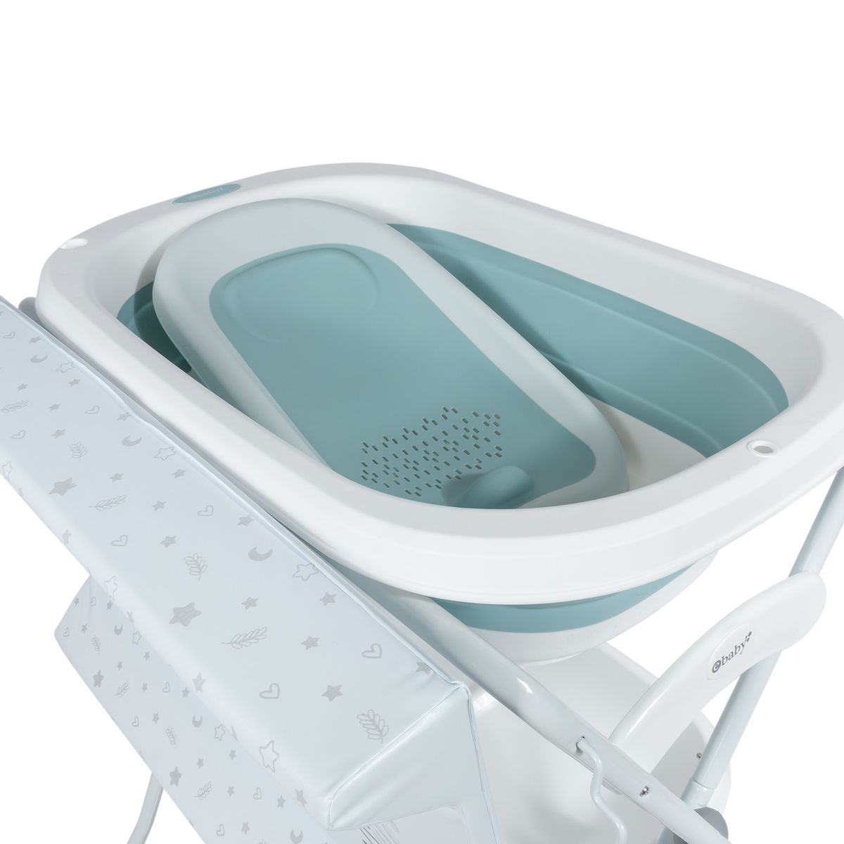 EBABY - Bañera Plegable Cambiador con Soporte Spark -Celeste