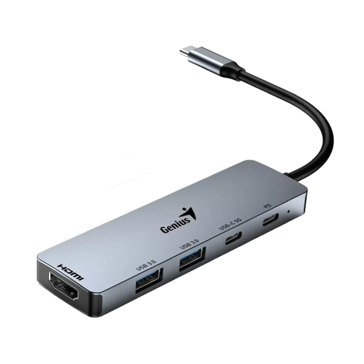 GENIUS - Hub Usb-C Genius Uh-500: 2 Puertos Usb-A 3.0, 1 Usb-C, Hdmi 4K, Power Delivery 100W, Plata