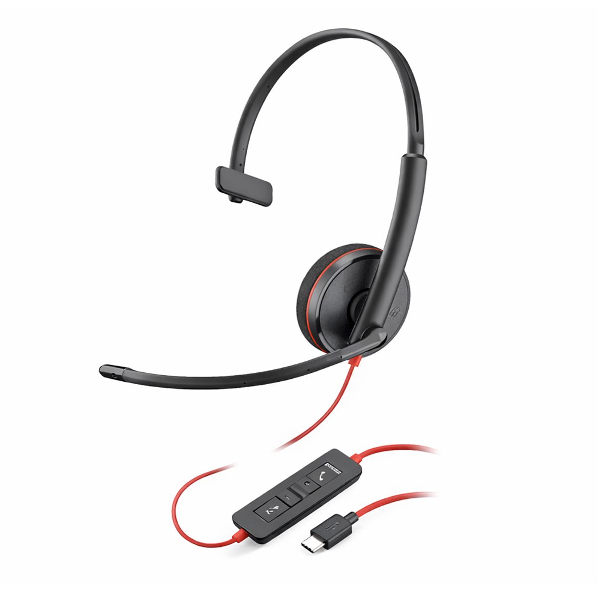 POLY - Auriculares Poly Blackwire 3210: Cableado, Mono Y Con Cancelación De Ruido - Usb-C Y 3.5Mm