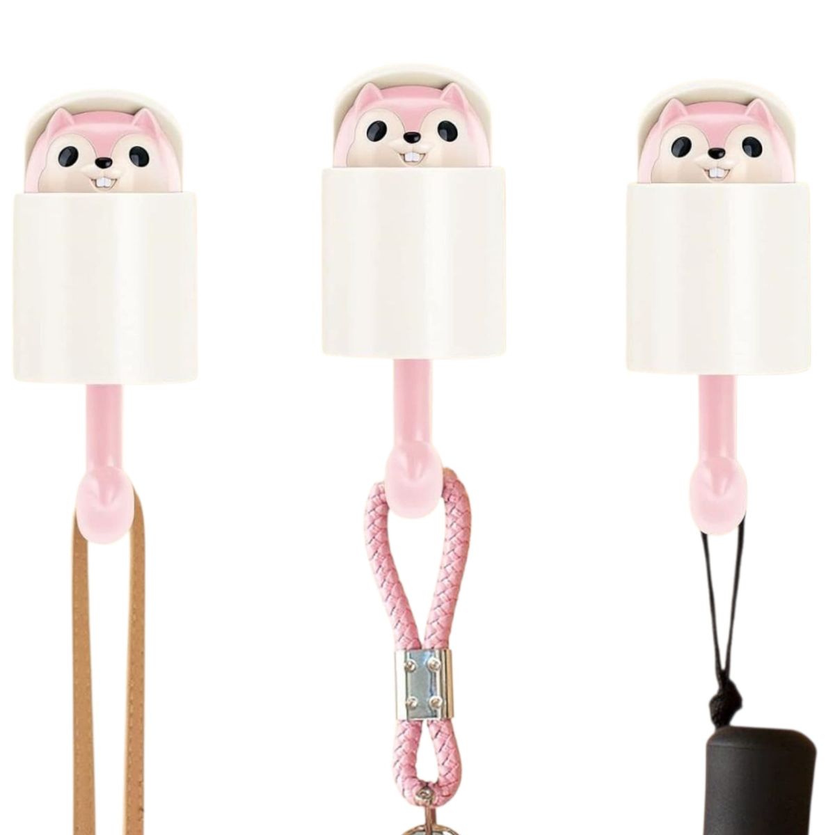 GENERICO - Pack 3 Perchas Decorativas Ardilla – Ganchos de Pared para Llaves, Carteras,etc