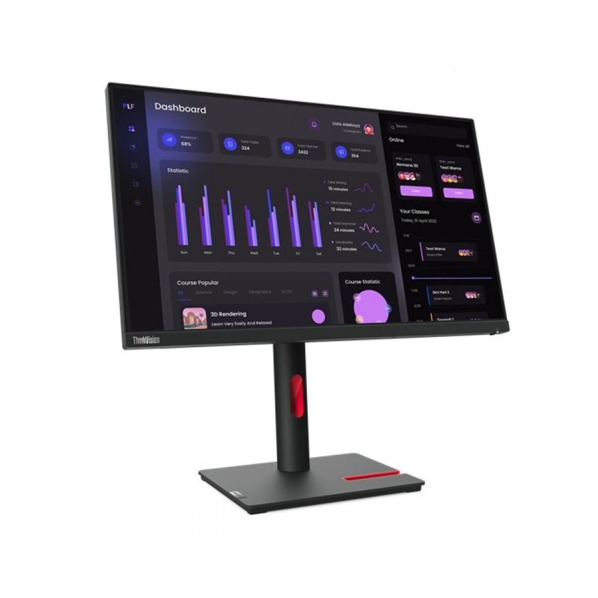LENOVO - Monitor Lenovo Thinkvision T24I-30 De 23.8" Fhd Ips, 180Hz, 1Ms, Con Pivote Y Diseño Ergon