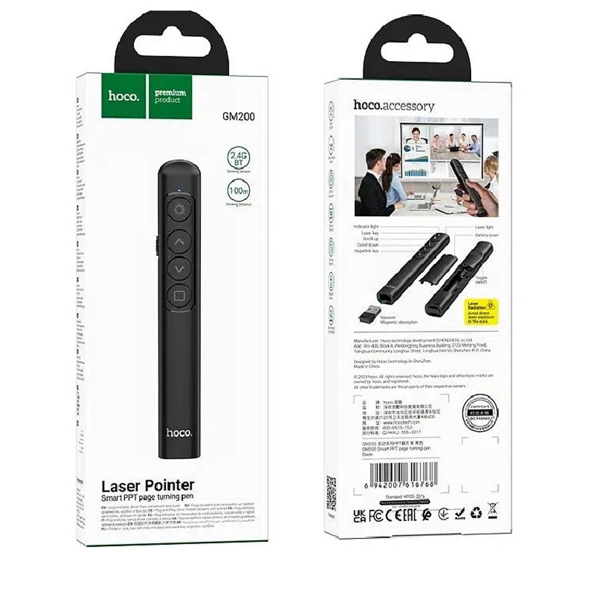 HOCO - Presentador Diapositiva PPT Puntero Laser Exposicion Inalambrico