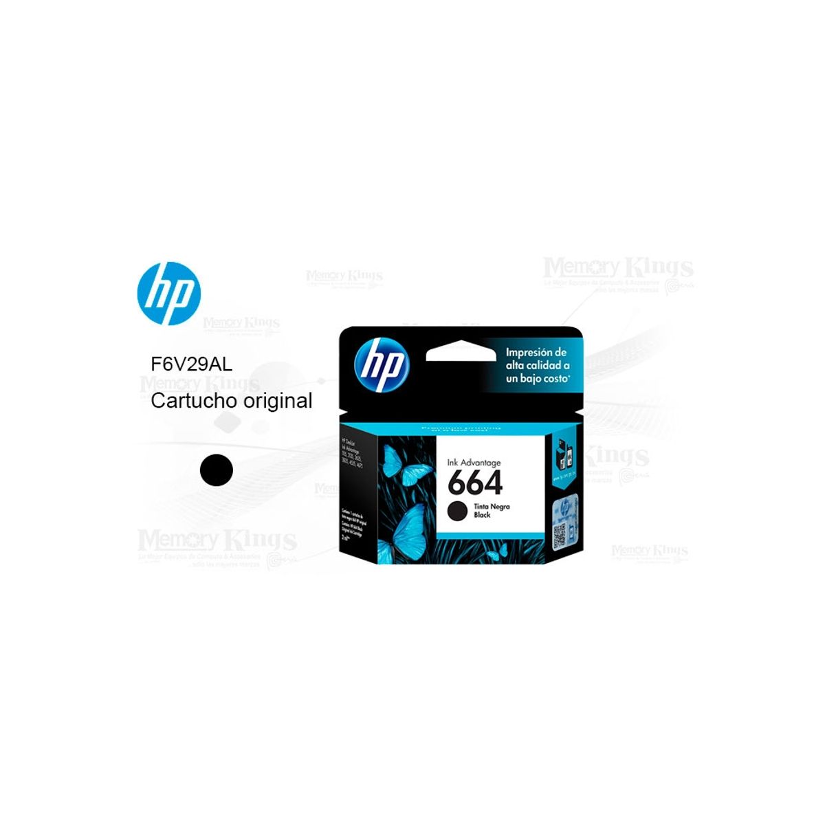 HP - Cartucho De Tinta Hp 664 Negro Original Para Impresoras, Calidad De Impresión Superior