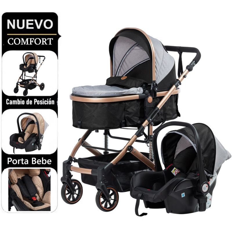 EBABY - COCHE CUNA  MOISES  4 en 1 COMFORT -NEGRO