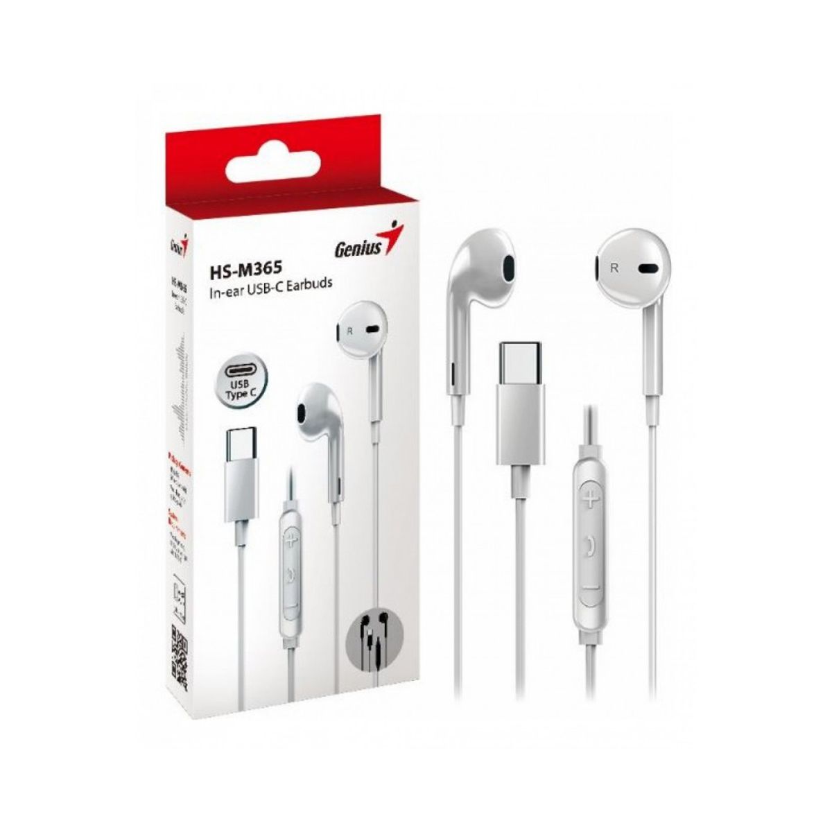 GENIUS - Audífonos Genius Hs-M365 In-Ear Usb-C Blancos Con Micrófono Y Sonido De Alta Calidad