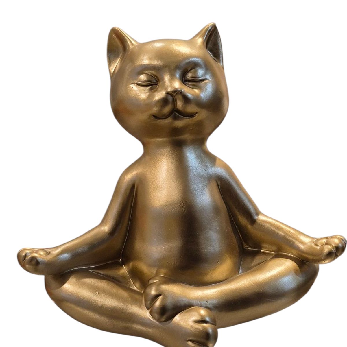 GENERICO - Figura Decorativa Gato Zen Dorado Meditación y Armonía - Adorno Elegante para Sala Regalo Ideal