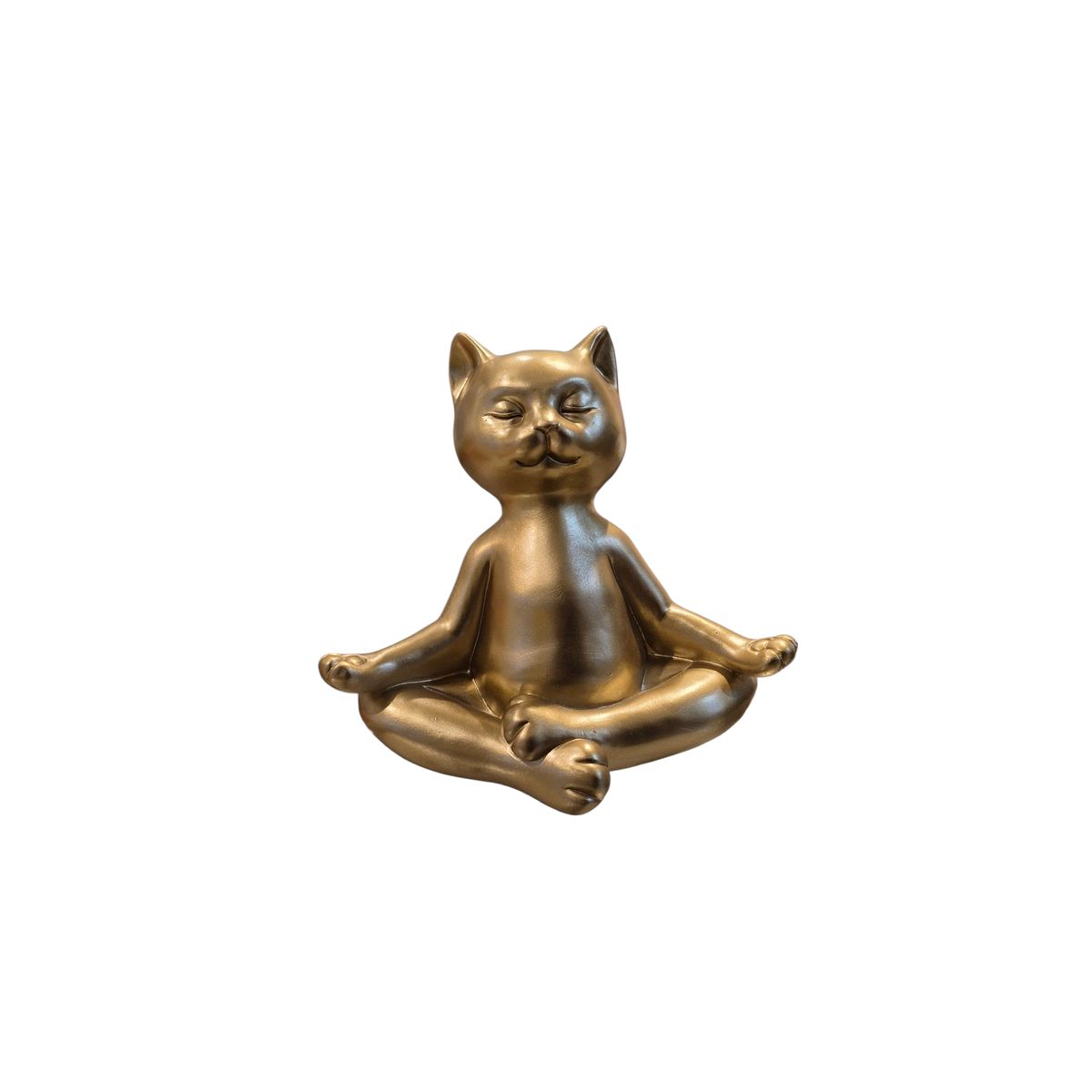 GENERICO - Figura Decorativa Gato Zen Dorado Meditación y Armonía - Adorno Elegante para Sala Regalo Ideal