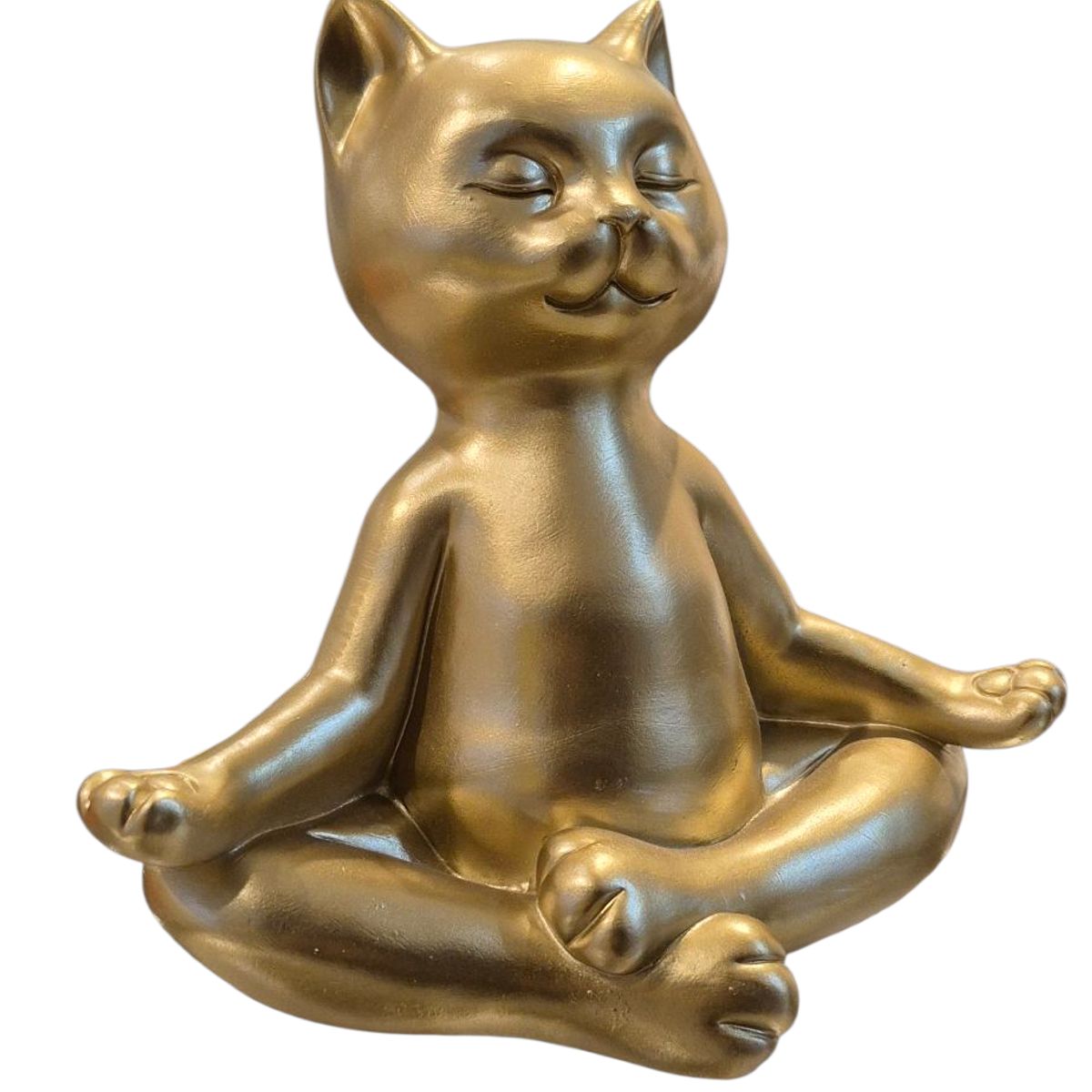 GENERICO - Figura Decorativa Gato Zen Dorado Meditación y Armonía - Adorno Elegante para Sala Regalo Ideal