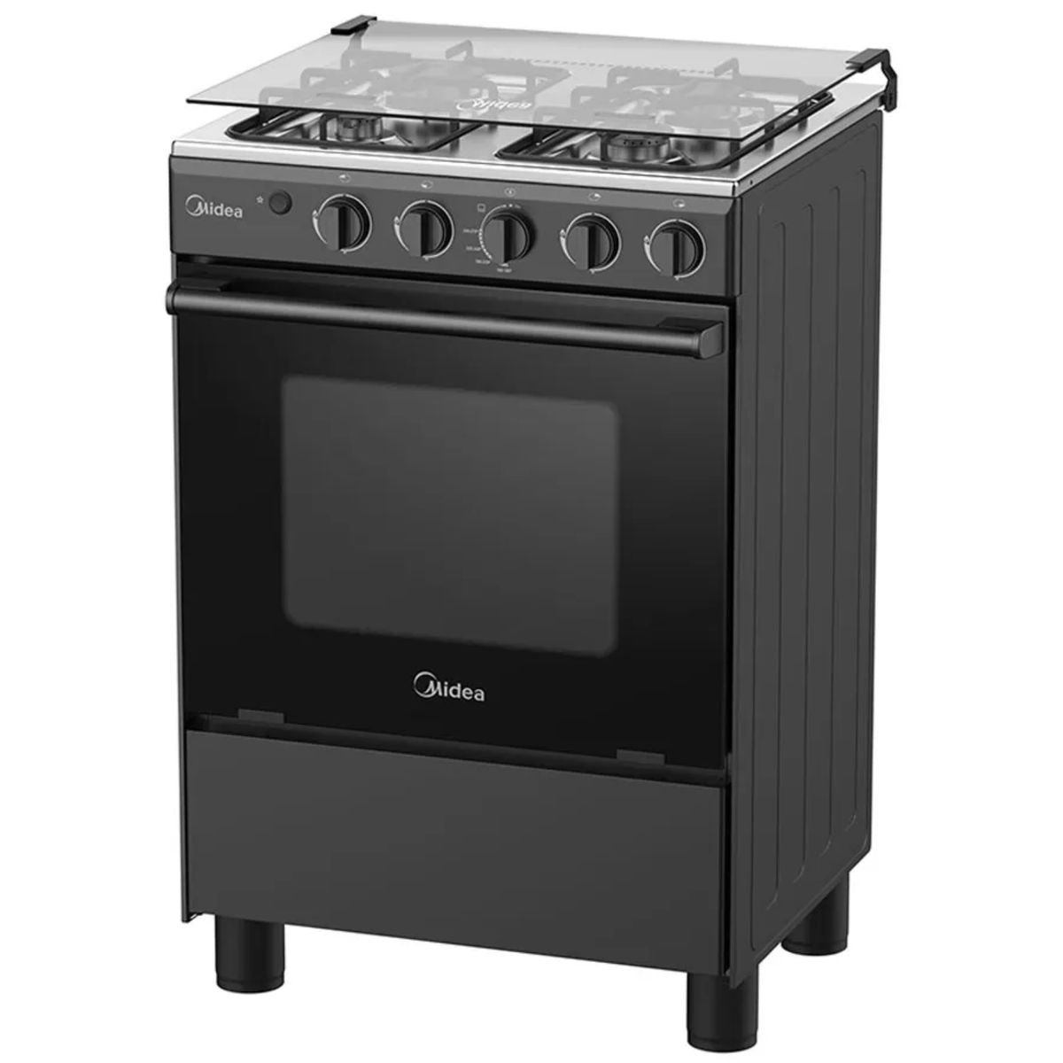 MIDEA - Cocina a Gas Midea 4 quemadores Negra MGS24FS2LFABBC