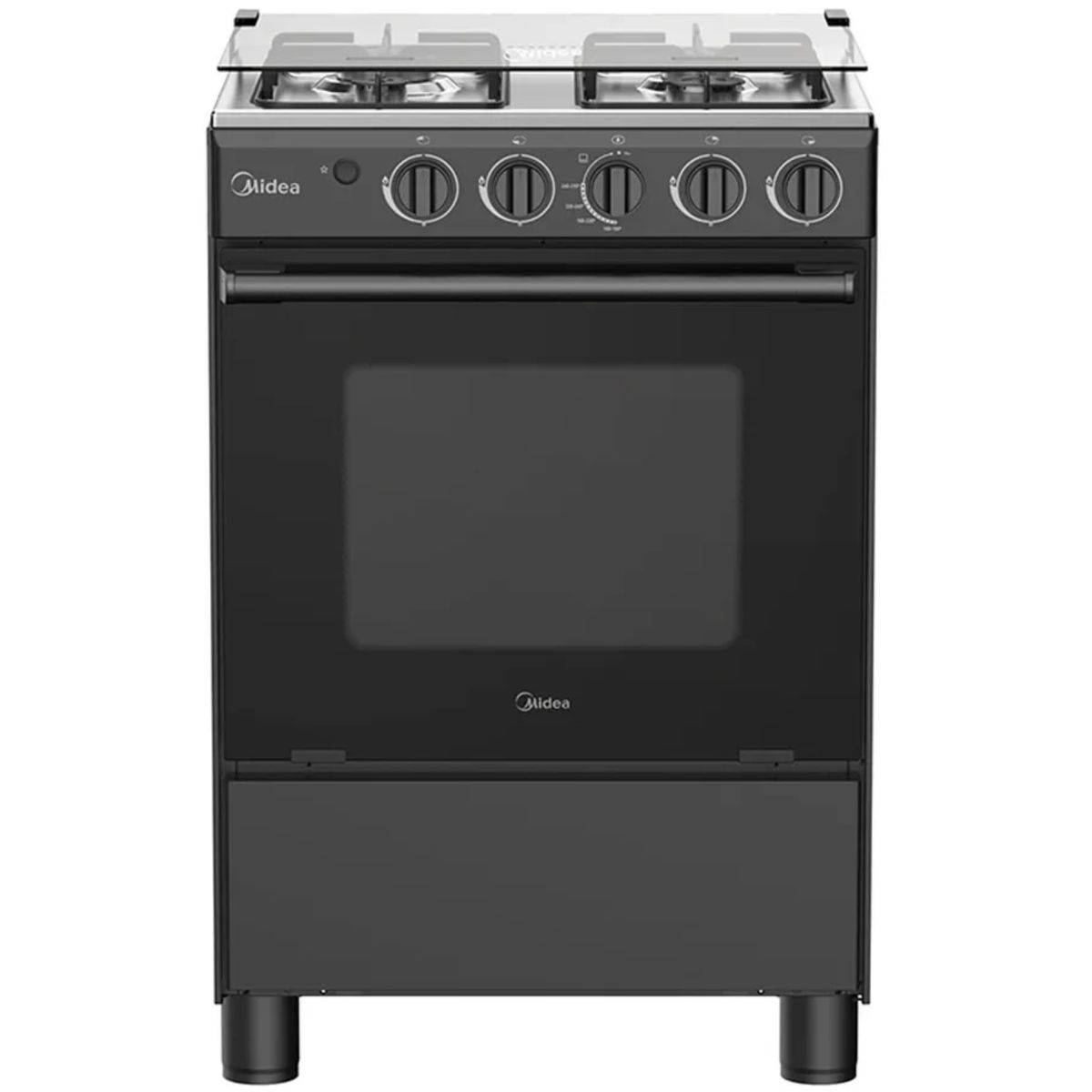 MIDEA - Cocina a Gas Midea 4 quemadores Negra MGS24FS2LFABBC