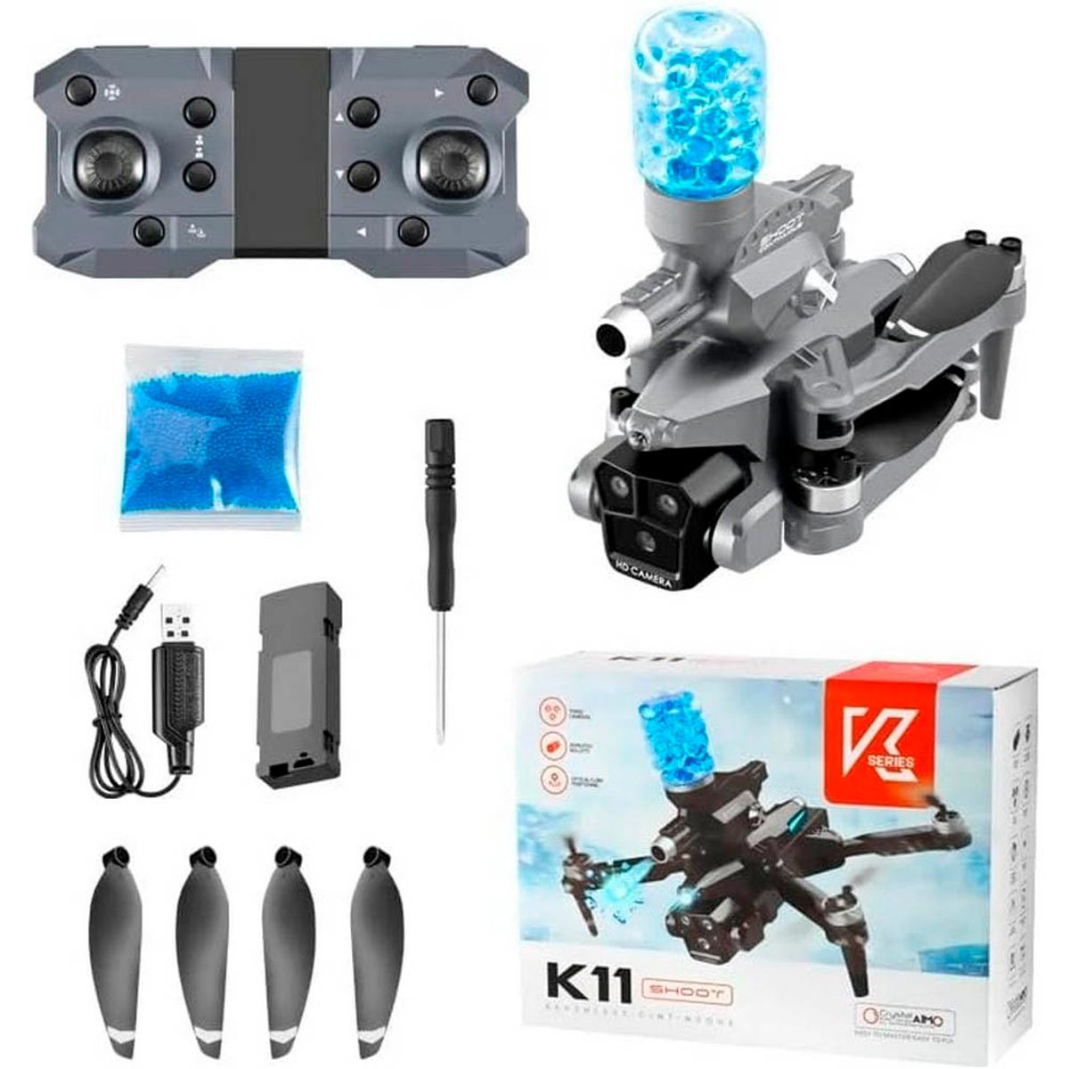 OEM - Drone K11 Max FHD Lanzador de Bolas Hidrogel 3 camaras