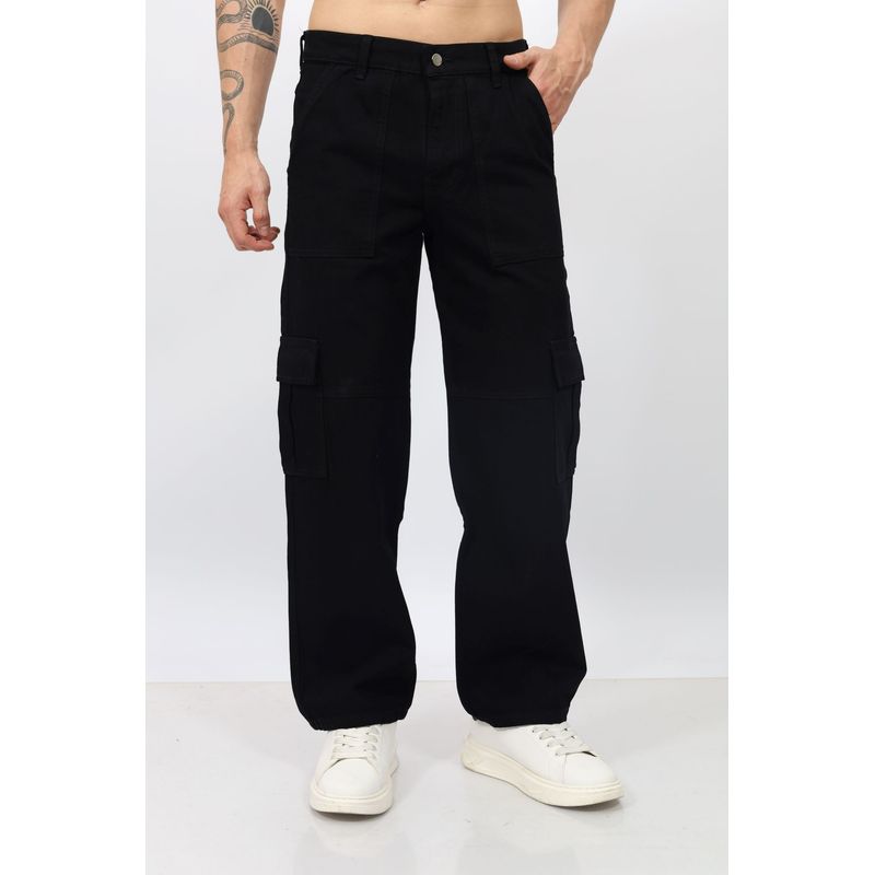 QH - Pantalón Baggy Cargo Hombre  Denim 100% Algodón
