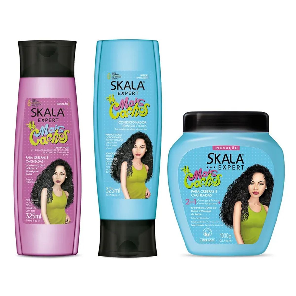 SKALA - Skala Original Shampoo + Acondicionador + Mascara de Mais Cachos para Rizos