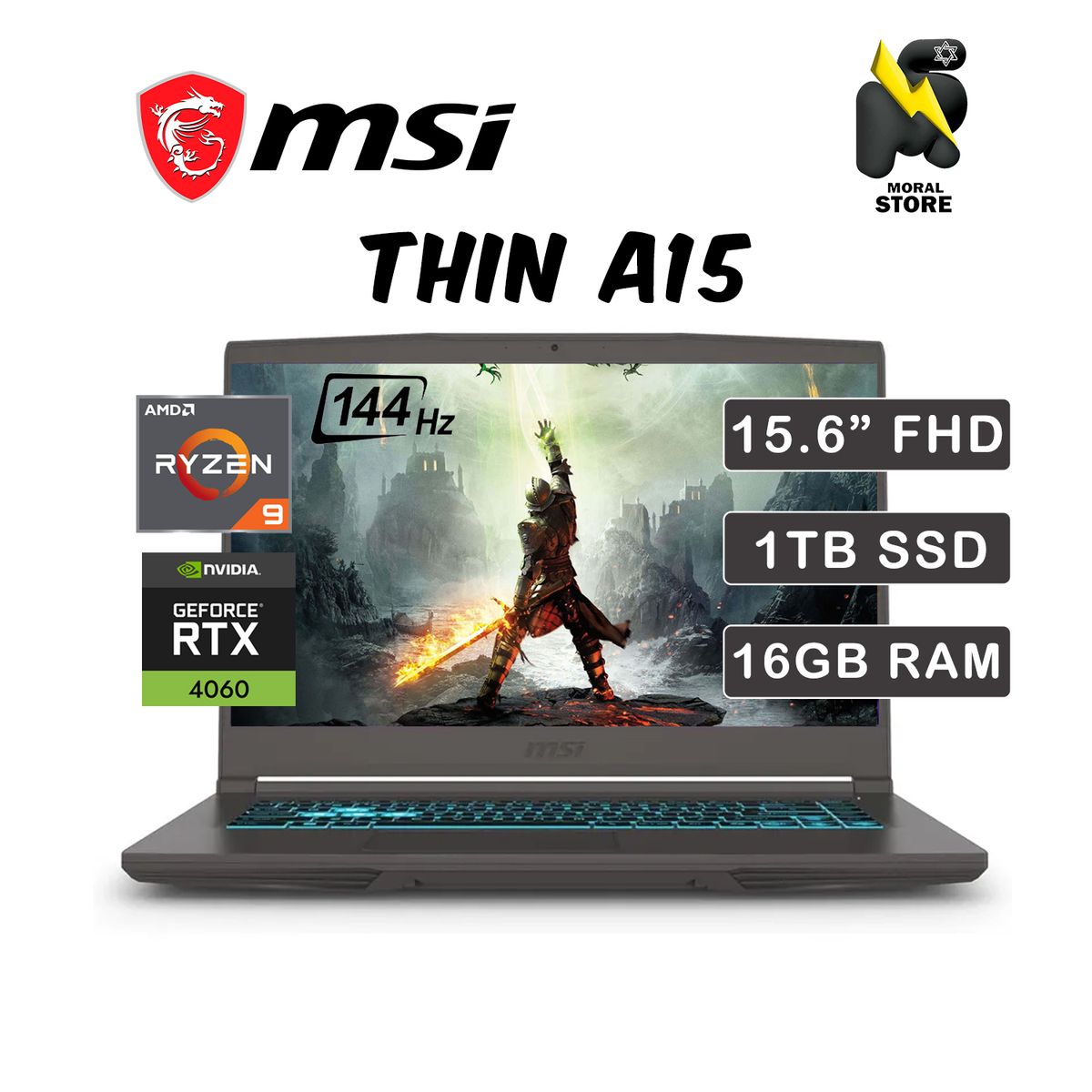 MSI - LAPTOP MSI THIN  A15 AI B8VF /AMD RYZEN 9 -8945HS / DISCO 1.0 TB SSD / RAM 16  GB /N-VIDIA RTX 4060