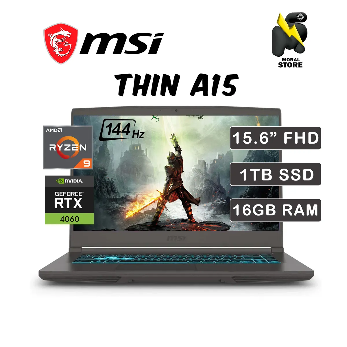 MSI - LAPTOP MSI THIN  A15 AI B8VF /AMD RYZEN 9 -8945HS / DISCO 1.0 TB SSD / RAM 16  GB /N-VIDIA RTX 4060