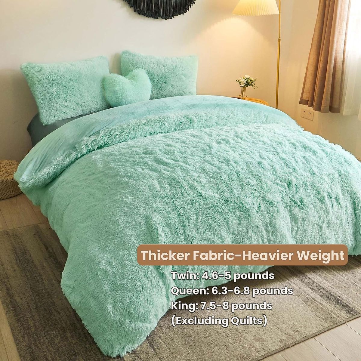 GENERICO - edredón de felpa de piel sintética de conejo color verde 1 pieza