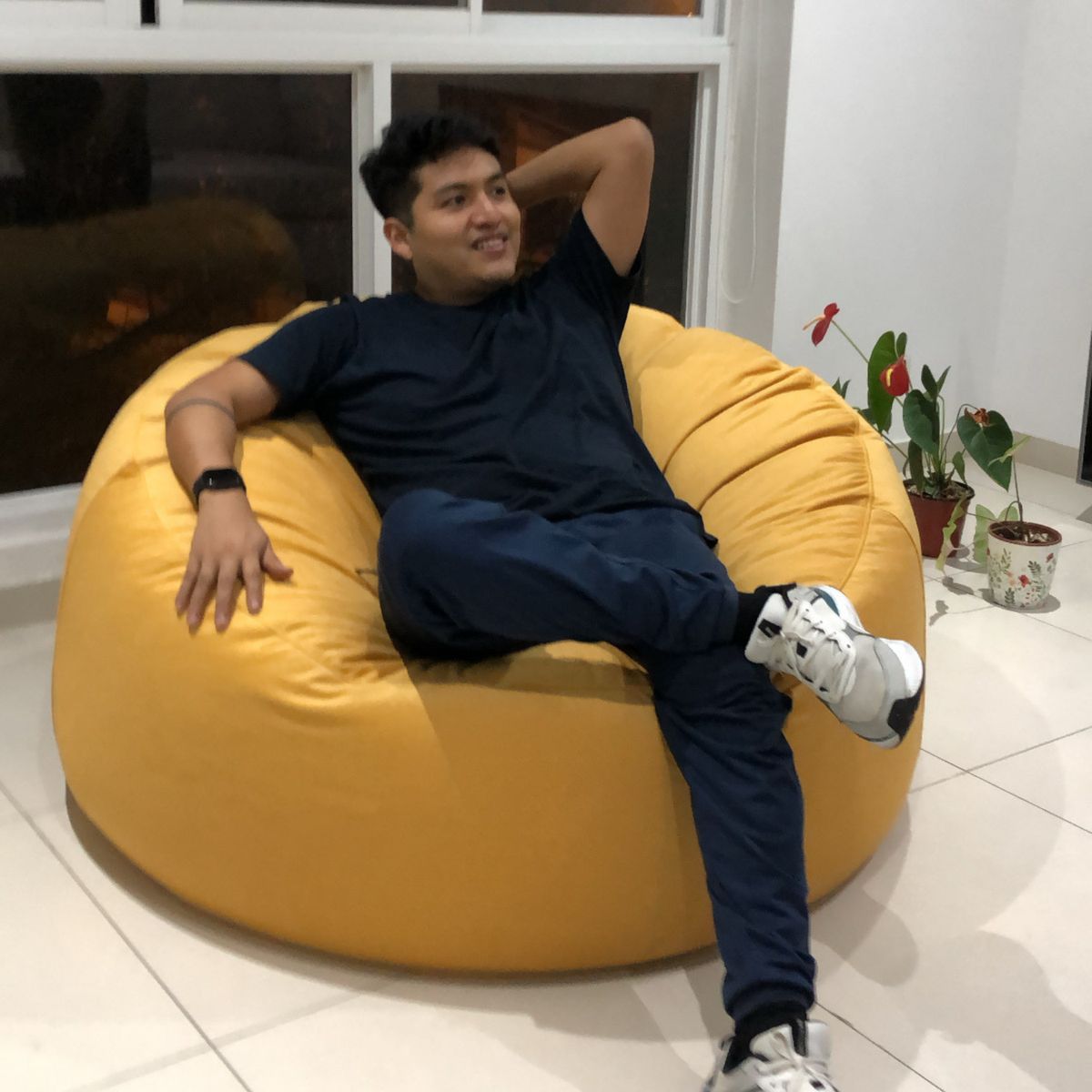 GENERICO - Puff  Nube Gigante Tela Bellagio Color Oro Palmo