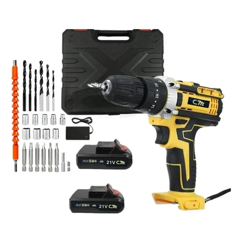 QUICK - Taladro Atornillador Inalámbrico 2 Baterias Accesorios 21v