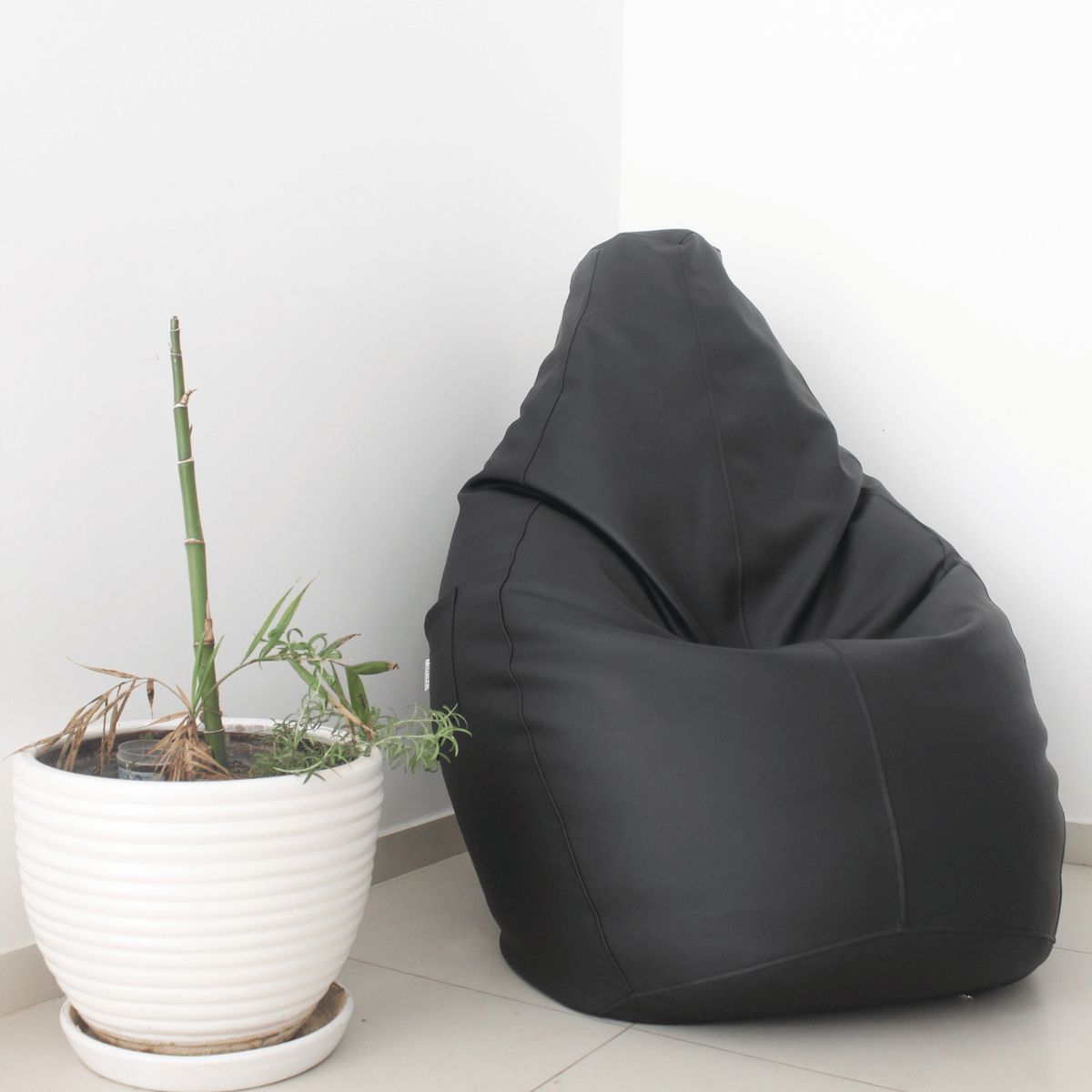 GENERICO - Puff  Pera Grande Tela Pranna Negro - Palmo