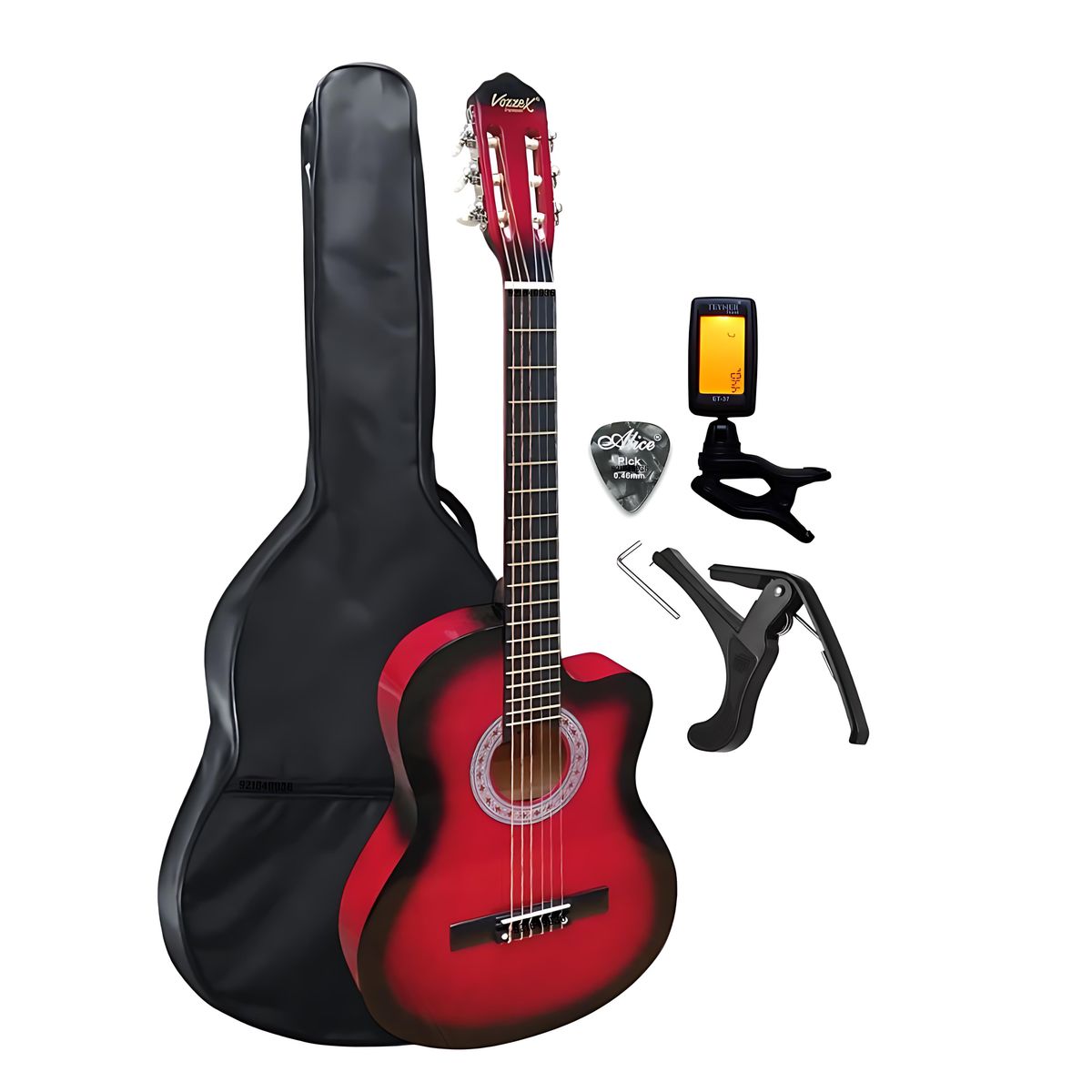 GENERICO - PACK DE GUITARRA ACUSTICA NYLON ROJO