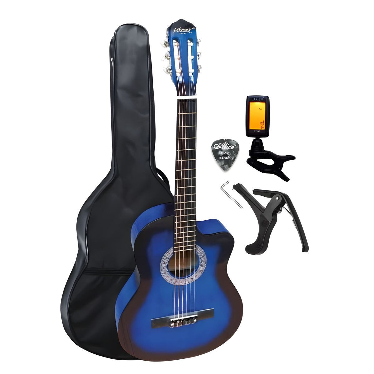 GENERICO - PACK DE GUITARRA ACUSTICA NYLON AZÚL