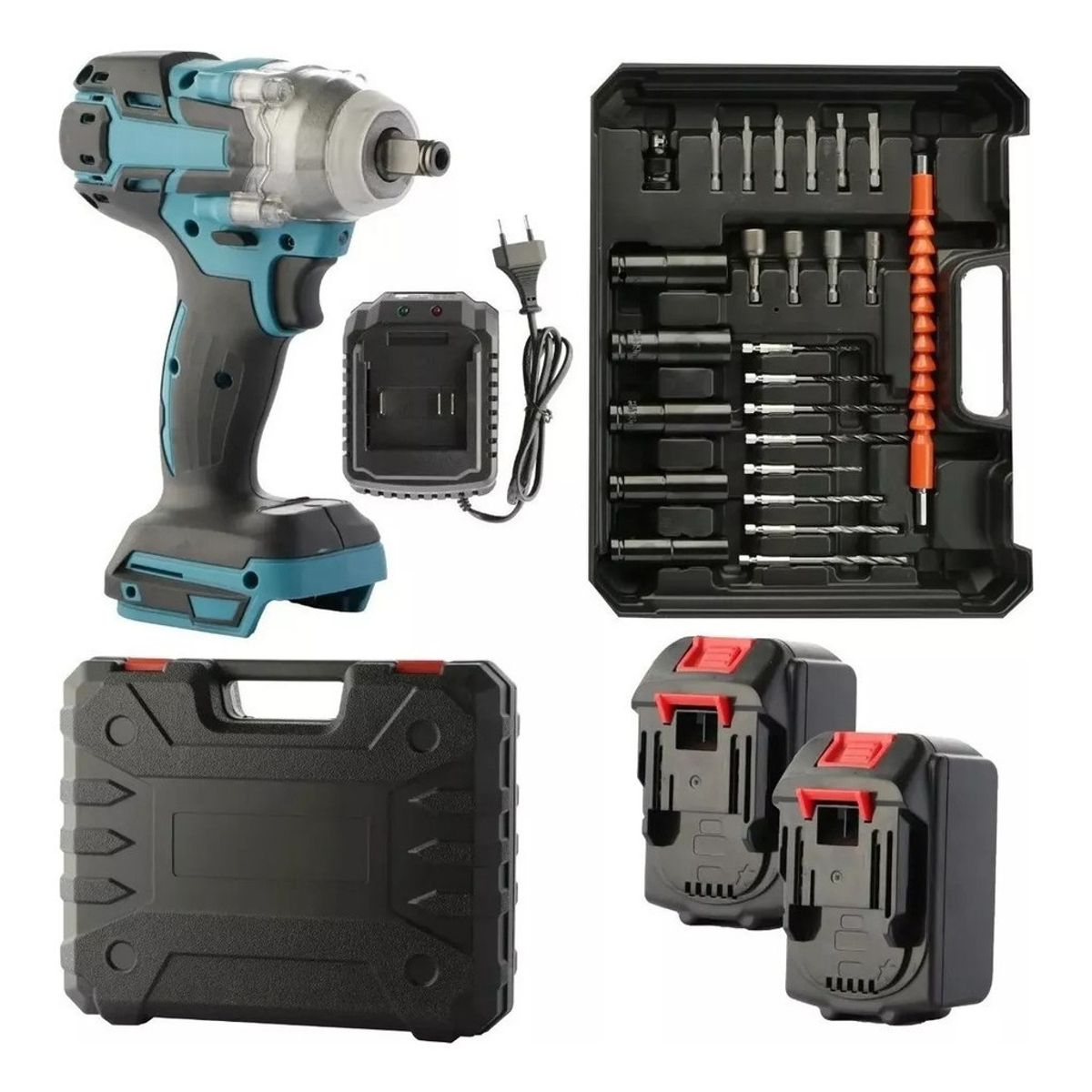 U BUY - Llave Impacto Inalambrico 2 Baterias Brocas Desatornillador