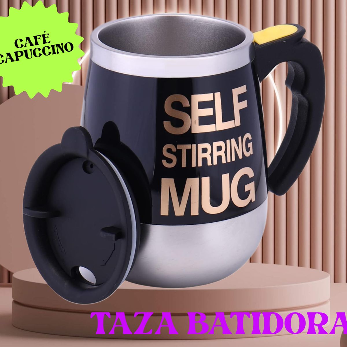 GENERICO - TAZA BATIDORA AUTOMÁTICA 450ML MEZCLADOR DE LECHE CAFÉ DE ACERO