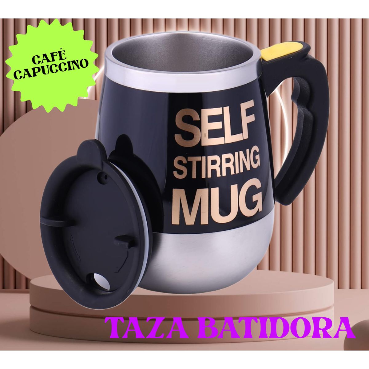 GENERICO - TAZA BATIDORA AUTOMÁTICA 450ML MEZCLADOR DE LECHE CAFÉ DE ACERO
